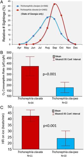 Physiological evaluation of newly invasive jorō spiders (Trichonephila clavata) in the southeastern USA compared to their naturalized cousin, Trichonephila clavipes