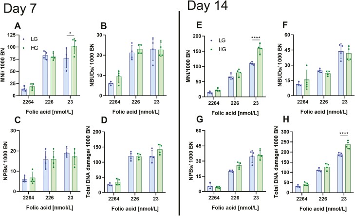 Folic acid deficiency increases sensitivity to DNA damage by glucose and methylglyoxal.