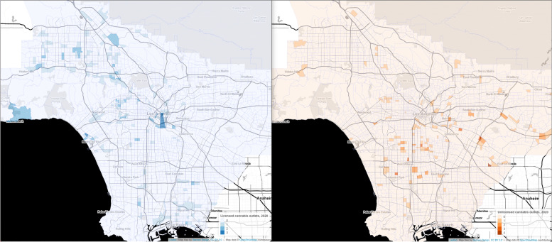 Licensed and unlicensed cannabis outlets in Los Angeles County: the potential implications of location for social equity.