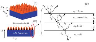 Reflection and Transmission of Radiation of the Structure Crystalline Silicon–Black Silicon–Perovskite