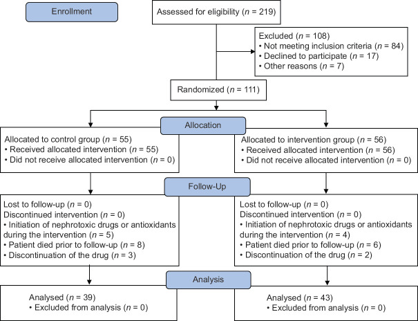 Evaluation of the Effectiveness of N-Acetylcysteine in the Prevention of Colistin-Induced Nephrotoxicity: A Randomized Controlled Clinical Trial.