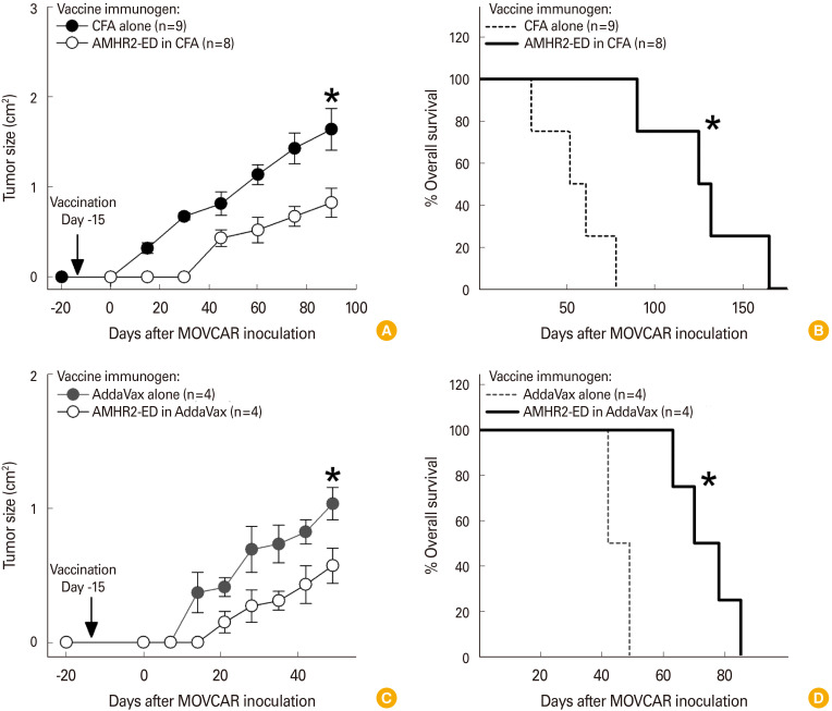 Formulation of an ovarian cancer vaccine with the squalene-based AddaVax adjuvant inhibits the growth of murine epithelial ovarian carcinomas.