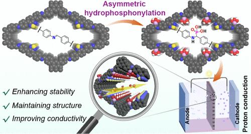 Asymmetric Hydrophosphonylation of Imines to Construct Highly Stable Covalent Organic Frameworks with Efficient Intrinsic Proton Conductivity