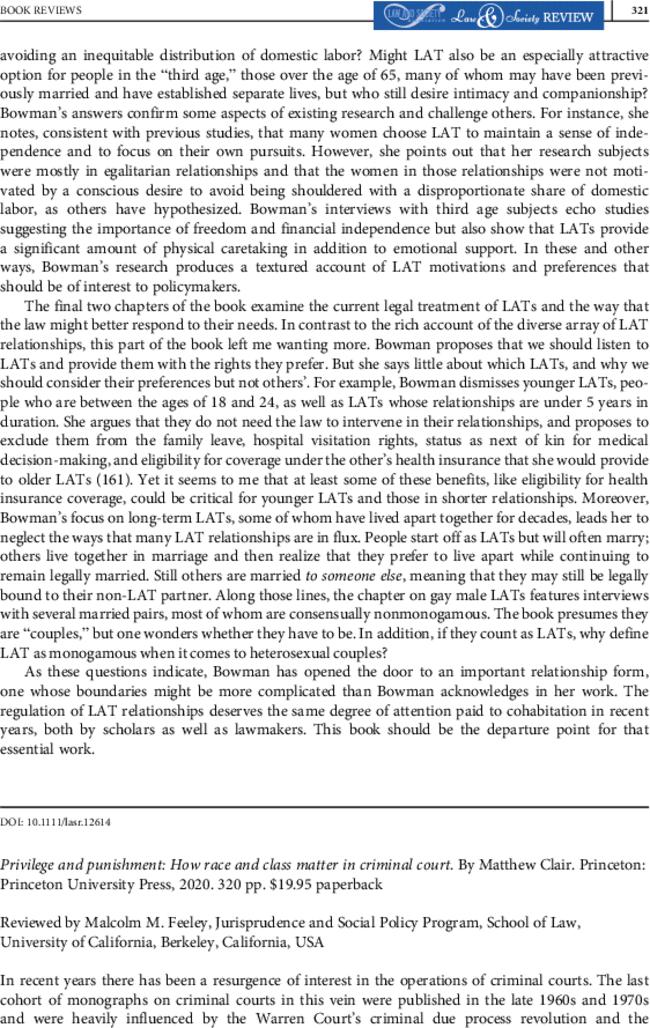 Privilege and punishment: How race and class matter in criminal court. By  Matthew Clair. Princeton: Princeton University Press,  2020. 320 pp. $19.95 paperback