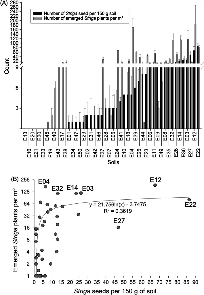 Molecular detection and quantification of the <i>Striga</i> seedbank in agricultural soils.