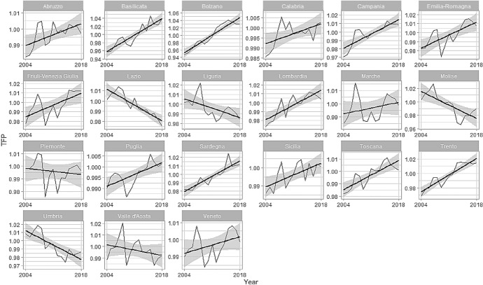 How does firms' broadband adoption affect regional TFP in Italy?