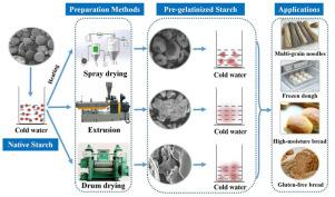 Research progress on properties of pre-gelatinized starch and its application in wheat flour products