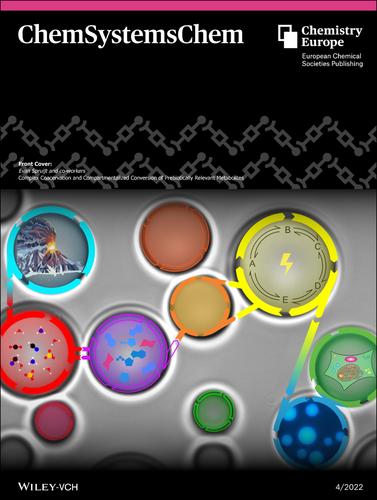 Front Cover: Complex Coacervation and Compartmentalized Conversion of Prebiotically Relevant Metabolites (ChemSystemsChem 4/2022)