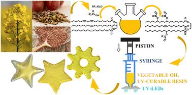 State-of-the-art UV-assisted 3D printing via a rapid syringe-extrusion approach for photoactive vegetable oil acrylates produced in one-step synthesis