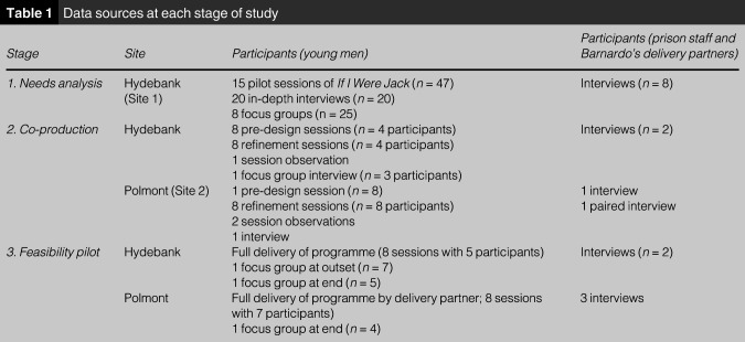 Addressing sexual and reproductive health and rights with men in prisons: co-production and feasibility testing of a relationship, sexuality and future fatherhood education programme.