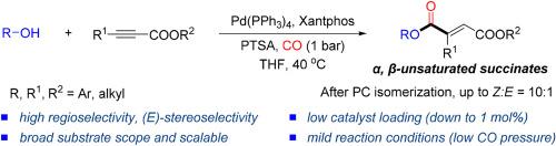 Palladium-catalyzed regio- and stereoselective alkoxycarbonylation of unsymmetrical internal alkynes toward α, β-unsaturated succinates