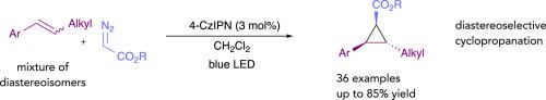 Stereoconvergent, photocatalytic cyclopropanation reactions of β-substituted styrenes with ethyl diazoacetate