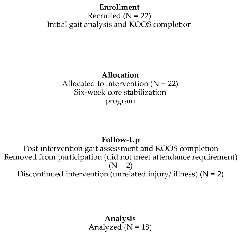 The Effect of Core Stabilization Training on Improving Gait and Self-Perceived Function in Patients with Knee Osteoarthritis: A Single-Arm Clinical Trial.