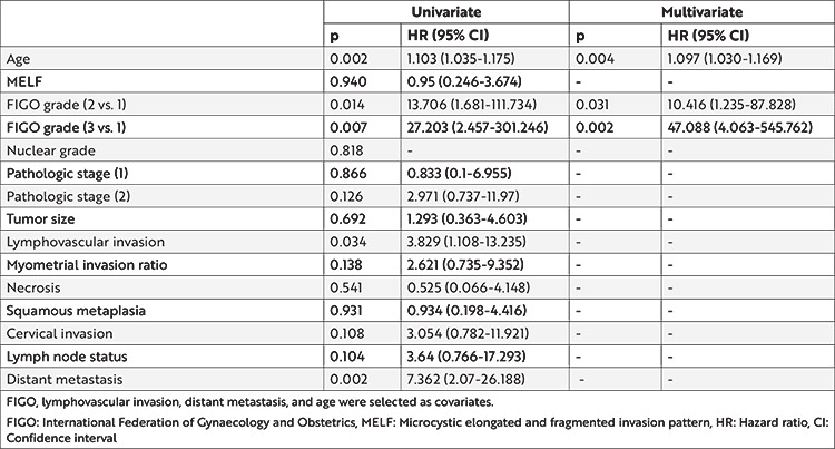 Prognositc Significance of Microcystic Elongated and Fragmanted (MELF) Myometrial Invasion Pattern: A Retrospective Study