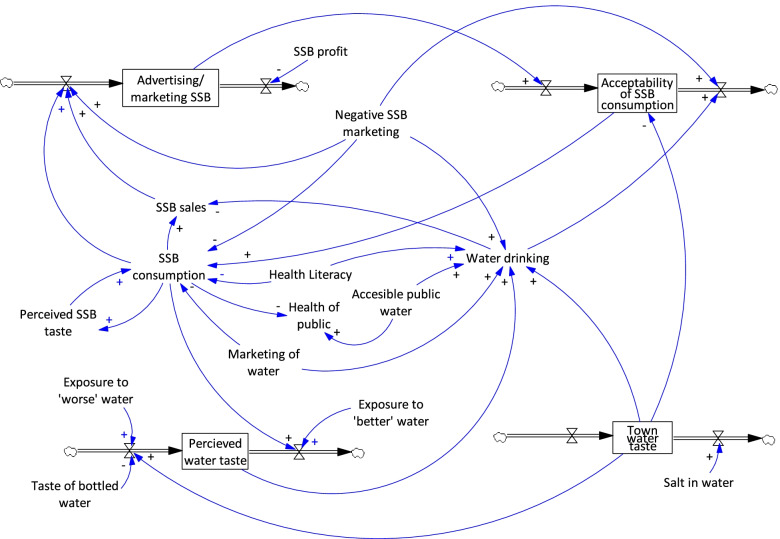System dynamics modelling to engage community stakeholders in addressing water and sugar sweetened beverage consumption.