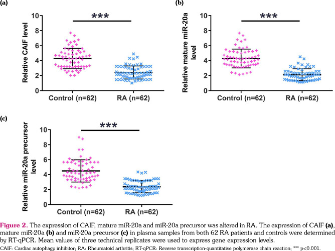 LncRNA cardiac autophagy inhibitory factor is downregulated in rheumatoid arthritis and suppresses the apoptosis of fibroblast-like synoviocytes by promoting the maturation of miRNA-20a.