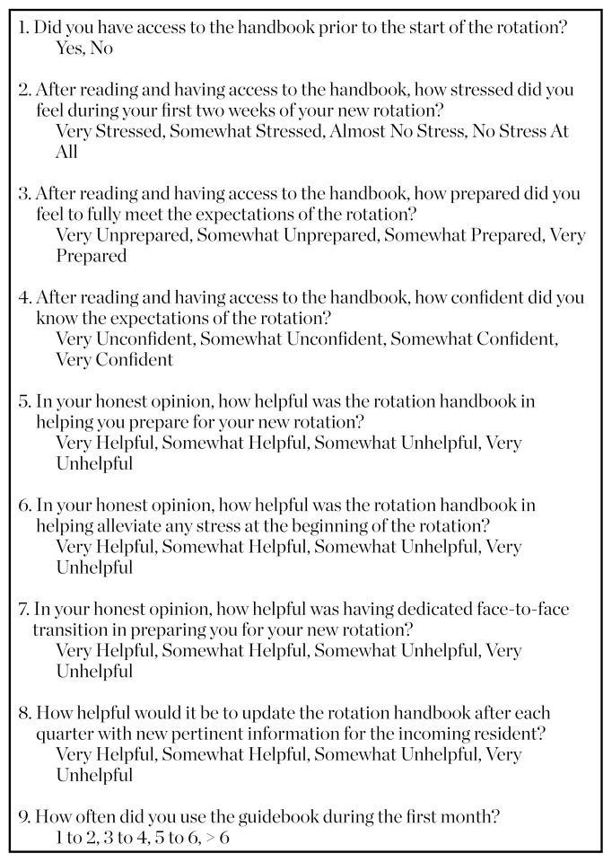 Clinical Rotation Handbook Promotes Orthopaedic Resident Wellness: A Quality Improvement Study.