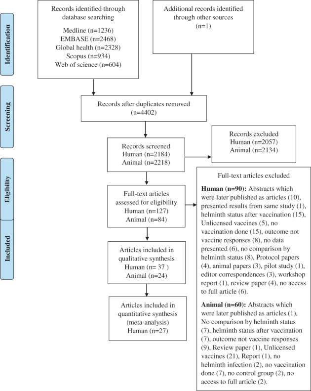 The effect of helminth infection on vaccine responses in humans and animal models: A systematic review and meta-analysis.