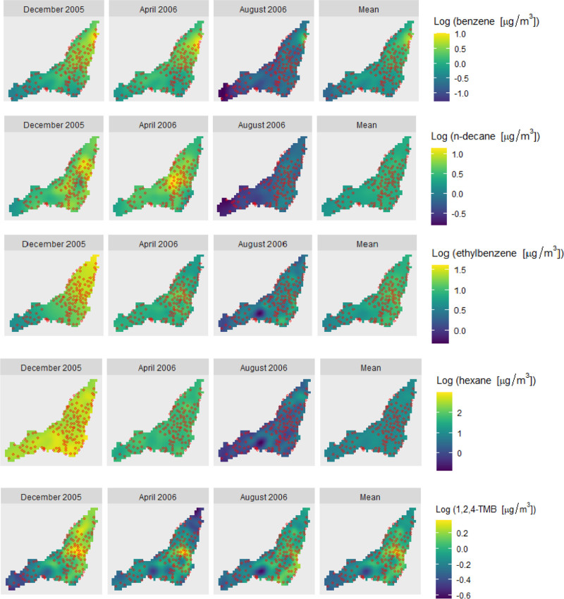 Spatial modeling of ambient concentrations of volatile organic compounds in Montreal, Canada.