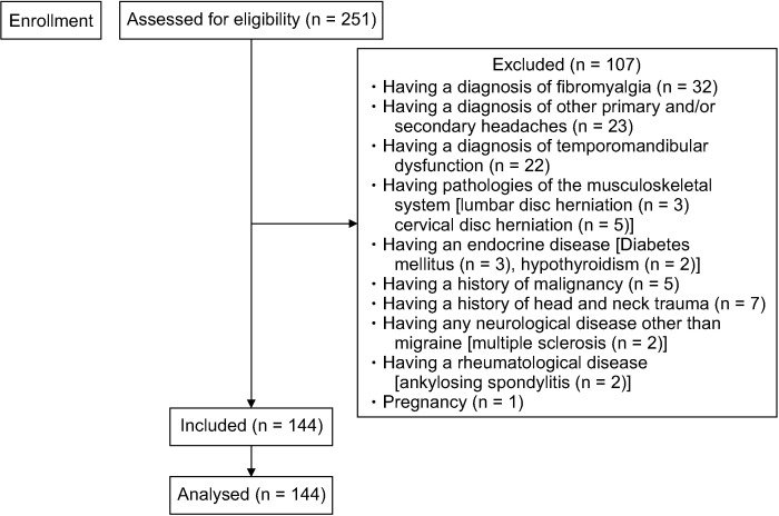 An investigation of the relationship between cutaneous allodynia and kinesiophobia, gastrointestinal system symptom severity, physical activity and disability in individuals with migraine.