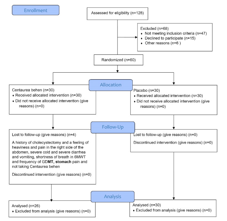 Effectiveness of "Centaurea behen" root on quality of life in patients with systolic heart failure: A randomized clinical trial.