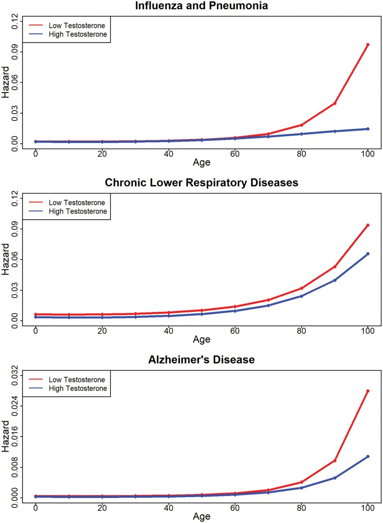 Lower testosterone levels are associated with higher risk of death in men.