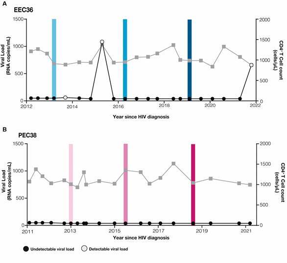 Ongoing HIV-1 evolution and reservoir reseeding in two elite controllers with genetically diverse peripheral proviral quasispecies.