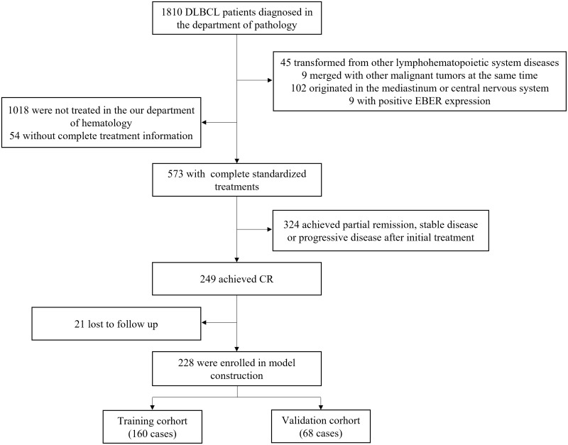 Construction and Validation of a Novel Nomogram for Predicting the Recurrence of Diffuse Large B Cell Lymphoma Treated with R-CHOP.