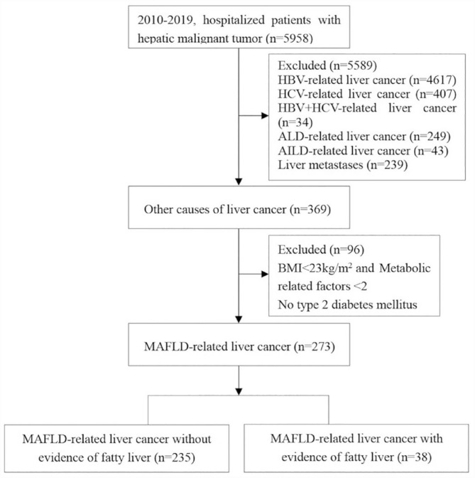 Clinical characteristics of hospitalized patients with metabolic-associated fatty liver disease-related liver cancer: data from a single center, 2010-2019.