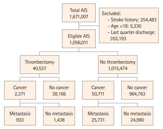 Mechanical Thrombectomy for Acute Ischemic Stroke in Metastatic Cancer Patients: A Nationwide Cross-Sectional Analysis.