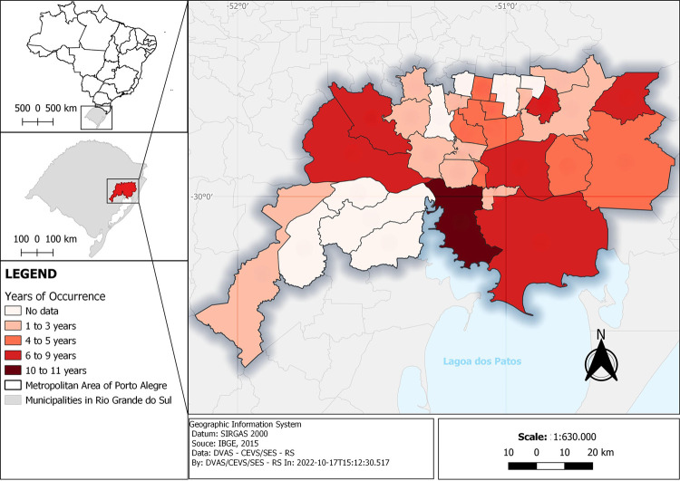 Occurrence and distribution of Panstrongylus megistus (Burmeister, 1835) (Hemiptera, Reduviidae) in a metropolitan area of Southern Brazil.