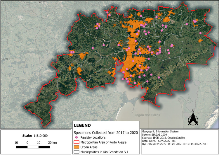 Occurrence and distribution of Panstrongylus megistus (Burmeister, 1835) (Hemiptera, Reduviidae) in a metropolitan area of Southern Brazil.