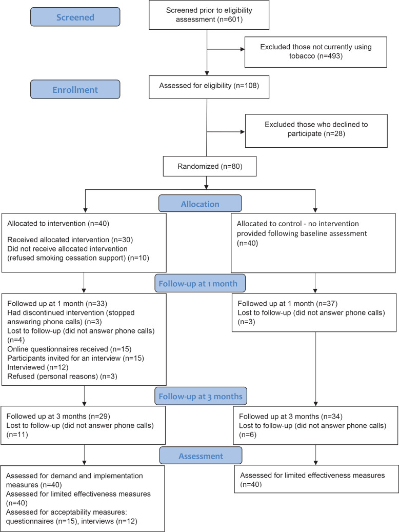 A telephone-based smoking cessation intervention for individuals with COVID-19: A randomized controlled feasibility study.