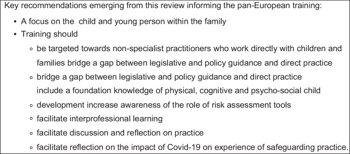 A Pan-European Review of Good Practices in Early Intervention Safeguarding Practice with Children, Young People and Families: Evidence Gathering to Inform a Multi-disciplinary Training Programme (the ERICA Project) in Preventing Child Abuse and Neglect in Seven European Countries.