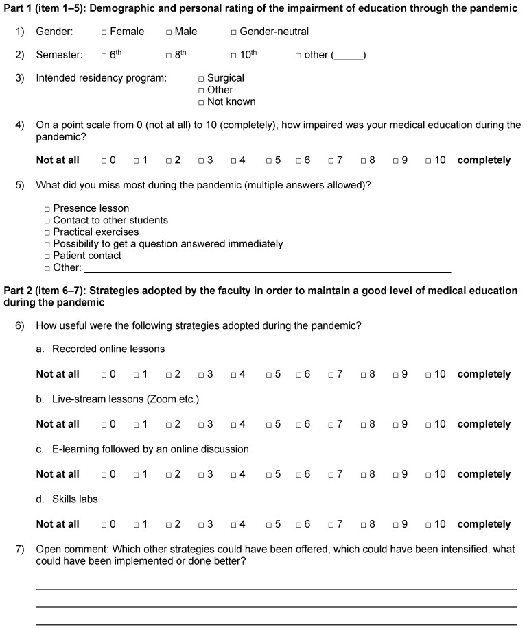 Medical education during the COVID-19 pandemic: What students missed and what they did not. A questionnaire-based cross-sectional study.