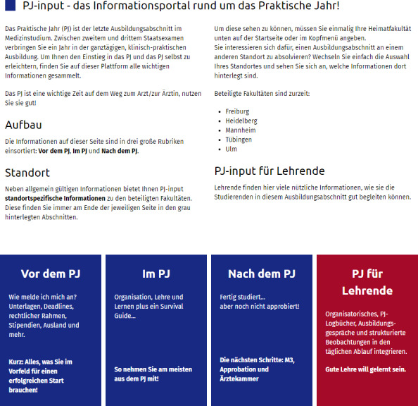 Final-year information on didactic and organizational issues for students and supervising physicians - project report on the development and implementation of the cross-site website PJ-input.