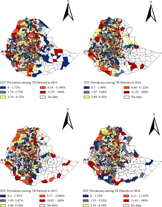 Spatial Clustering of Tuberculosis-HIV Coinfection in Ethiopia at Districts Level.