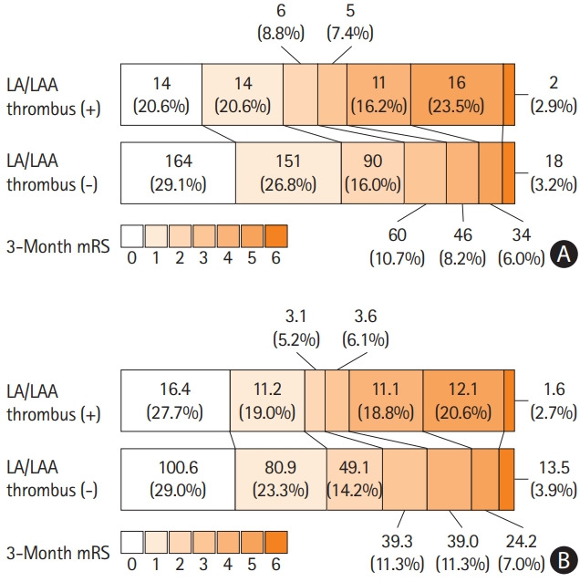 Impact of Left Atrial or Left Atrial Appendage Thrombus on Stroke Outcome: A Matched Control Analysis.