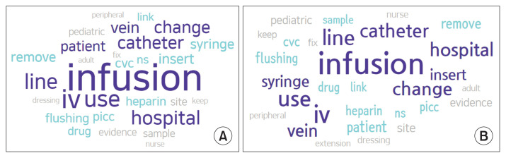 Keyword Network Analysis of Infusion Nursing from Posts on the Q&A Board in the Intravenous Nurses Café.