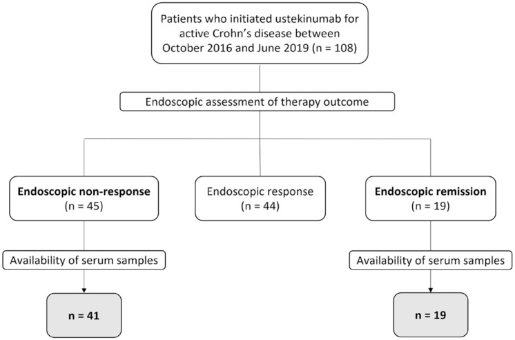 Evaluation of serum cytokines and acute phase proteins as possible pharmacodynamic biomarkers to monitor endoscopic remission during ustekinumab therapy in patients with Crohn's disease.