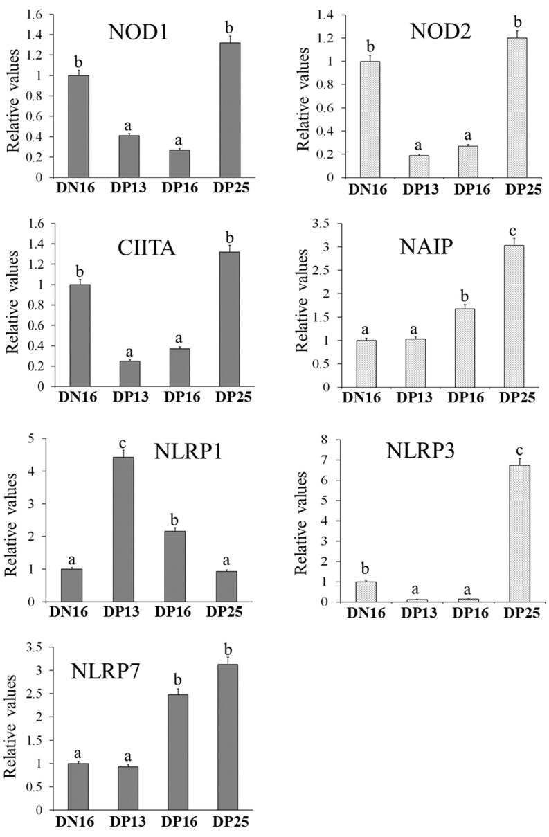 Changes in expression levels of Nod-like receptors in the spleen of ewes.