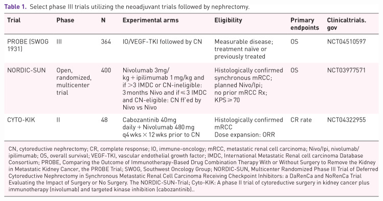 Multidisciplinary treatment (MDT) perspectives in renal cell carcinoma.