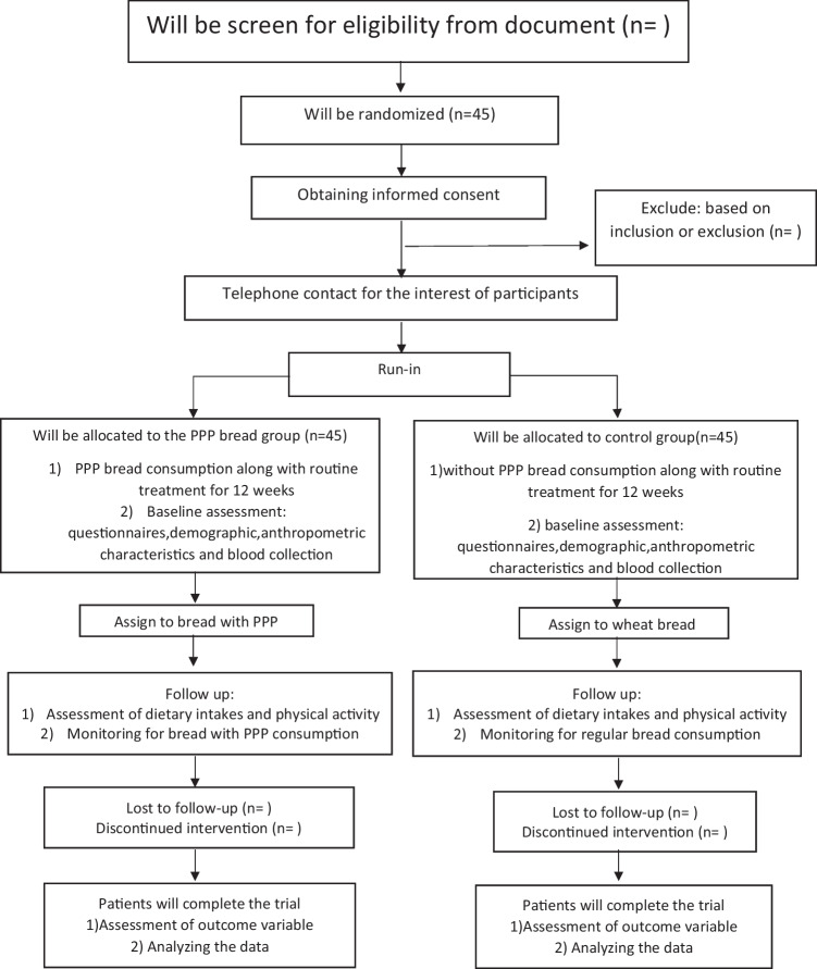 Effect of bread fortification with pomegranate peel powder on glycemic indicators, antioxidant status, inflammation and mood in patients with type 2 diabetes: study protocol for a randomized, triple-blind, and placebo-controlled trial.