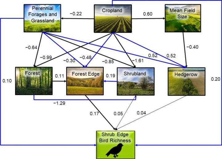 Direct and indirect effects of agricultural land cover on avian biodiversity in eastern Canada.