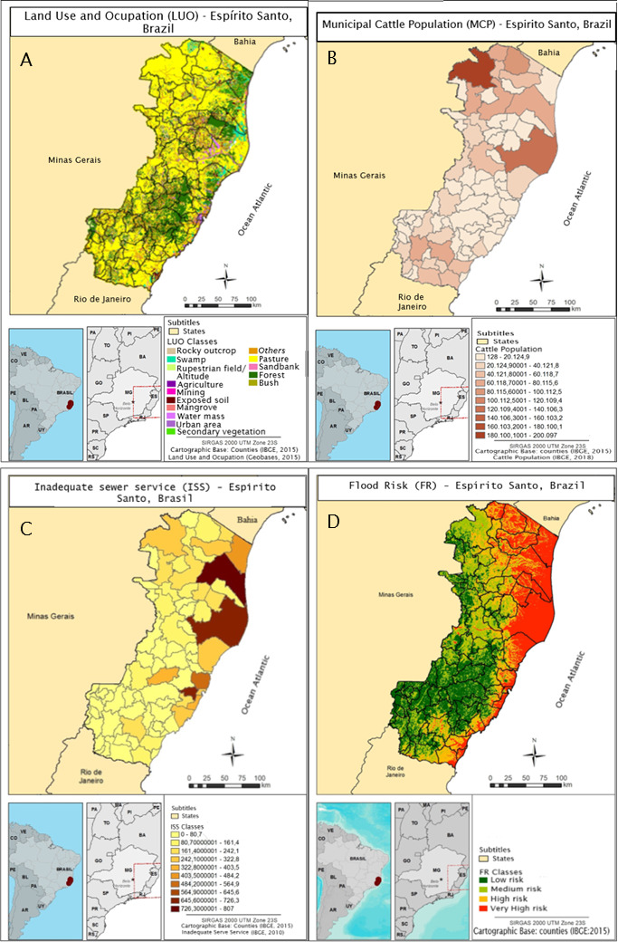 Updated spatial analysis of areas of occurrence of bovine cysticercosis in the state of Espírito Santo, Brazil.