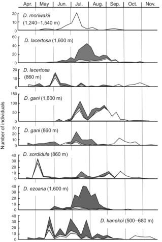 Altitudinal distribution and seasonal life cycle of drosophilid flies (Diptera: Drosophilidae) in central Japan, with reference to their biogeographic features