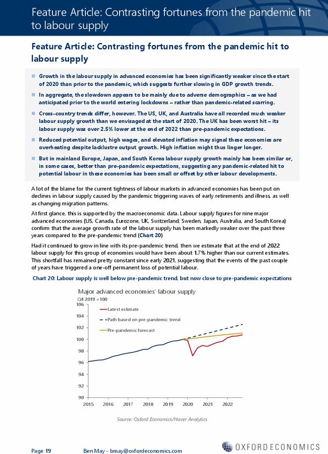 Feature Article: Contrasting fortunes from the pandemic hit to labour supply