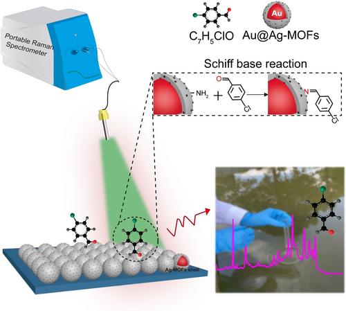 Sensitive Detection of p-Chlorobenzaldehyde in Environmental Water Based on Au@Ag-MOFs Nanoparticle by Surface-Enhanced Raman Scattering