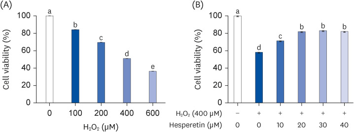 Neuroprotective effects of hesperetin on H<sub>2</sub>O<sub>2</sub>-induced damage in neuroblastoma SH-SY5Y cells.