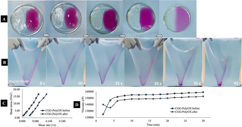 Novel ultra-stretchable and self-healing crosslinked poly (ethylene oxide)-cationic guar gum hydrogel.